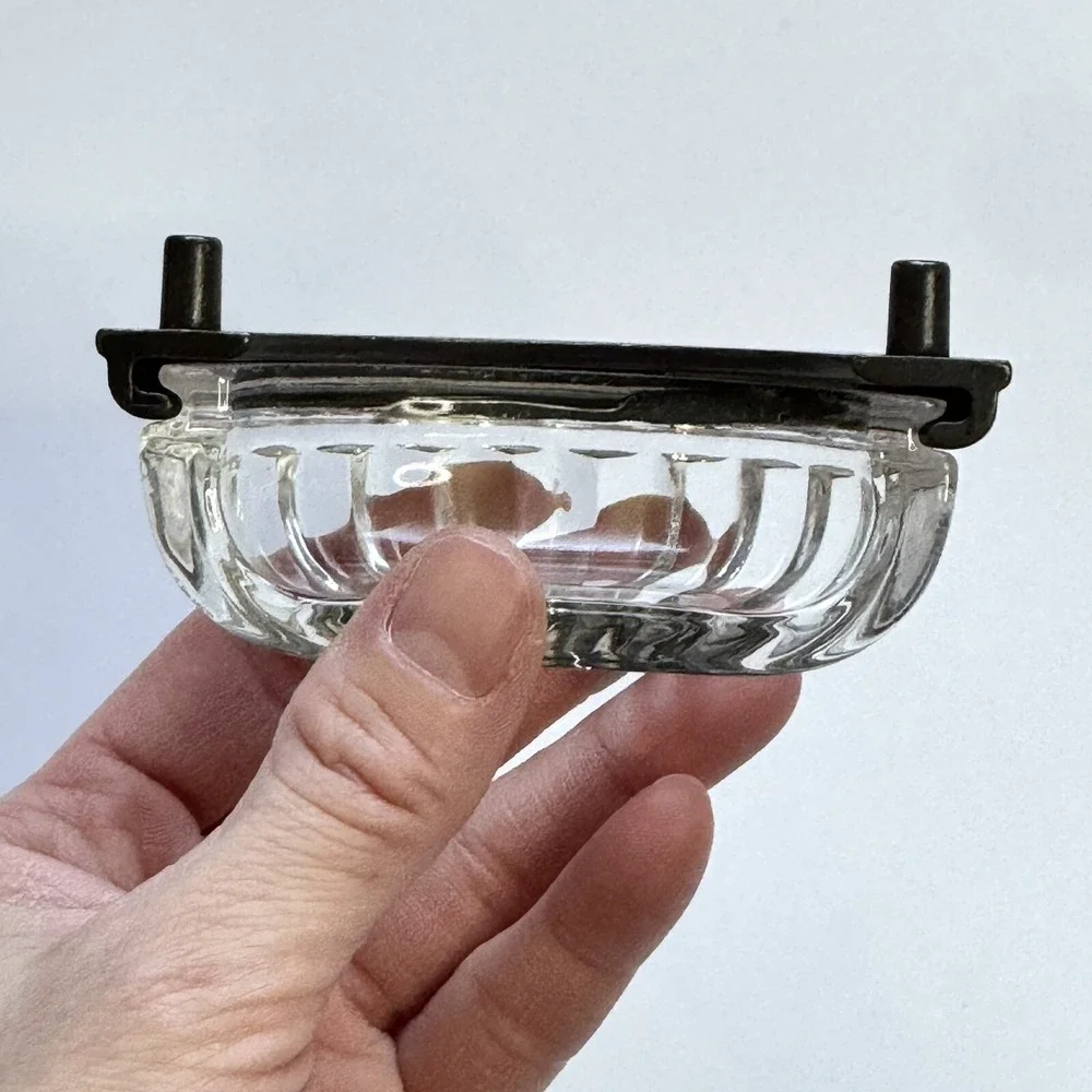 Oil Rubbed Bronze with Clear Glass Cabinet Cup Pull Lewis Dolin 3